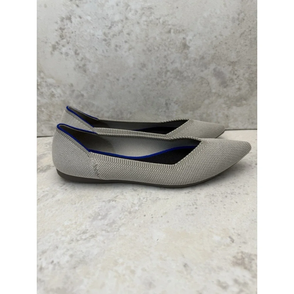 Rothy's The Point Flats Women's Size 7 Knit Cloud Gray V Shaped Slip-on Shoes
